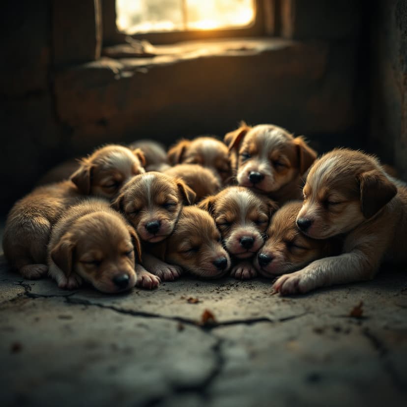 Puppies sleeping together